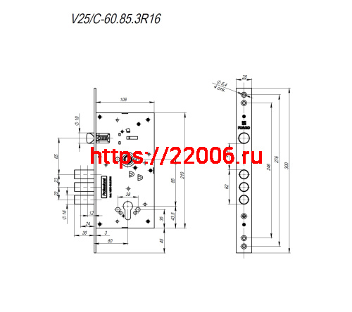 Корпус Fuaro (Фуаро) врезного замка c защёлкой MDV25/C-60.85.3R16 фото 4 Корпус Fuaro (Фуаро) врезного замка c защёлкой MDV25/C-60.85.3R16 фото 4
