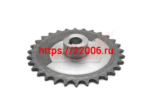 Звезда ведомая 30z мотобуксировщика (d=20мм, шаг 15,875, шпонка 6мм)