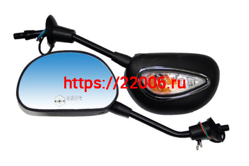 Зеркала заднего вида №12 пластик бобовидное с повторителем поворота М8 1153 Зеркала заднего вида №12 пластик бобовидное с повторителем поворота М8 1153