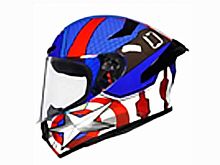 Мотошлем VIRTUE MD-821 закрытый синий с рисунком Капитан Америка (L)