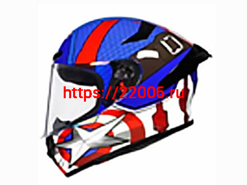 Мотошлем VIRTUE MD-821 закрытый синий с рисунком Капитан Америка (XL) Мотошлем VIRTUE MD-821 закрытый синий с рисунком Капитан Америка (XL)