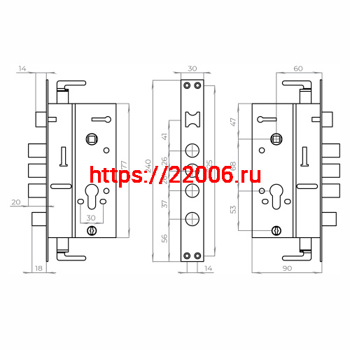 Корпус Ajax (Аякс) врезного замка без ц/механизма CH-08 фото 3 Корпус Ajax (Аякс) врезного замка без ц/механизма CH-08 фото 3