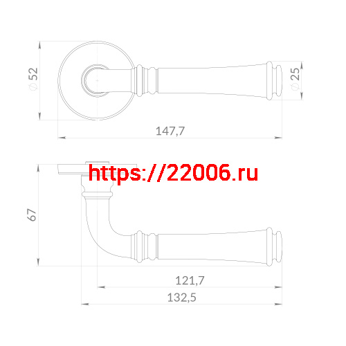 Ручка Punto (Пунто) раздельная R.EST.R52.VERONA CP-8 хром фото 2 Ручка Punto (Пунто) раздельная R.EST.R52.VERONA CP-8 хром фото 2