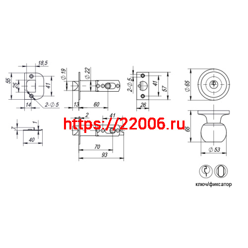 Ручка Punto (Пунто) защелка DK672 AC-ET (6072 AC-E) (кл./фик.) медь фото 3