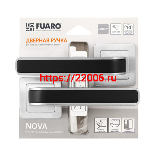 Ручка Fuaro (Фуаро) раздельная NOVA XM/HD SSC/BL-16 сатин хром/черный