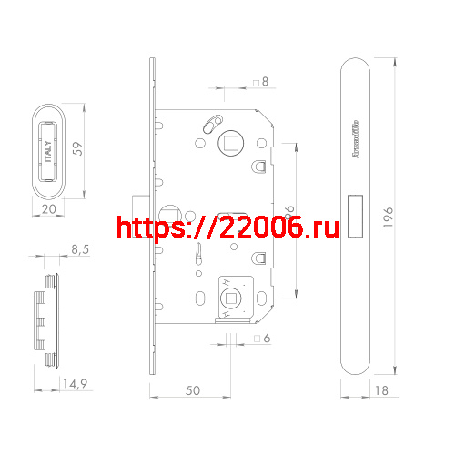 Магнитная Armadillo (Армадилло) защелка WC с ответной планкой GRAVITY.PRO G01.196.50.96 FSG флорентийское золото фото 4