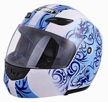 Мотошлем YM-920 бело-голубой  (М)