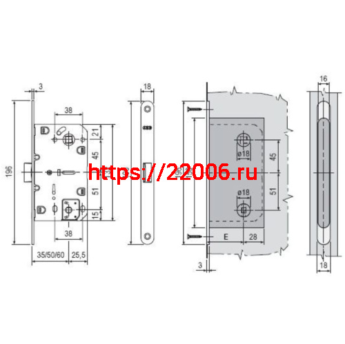 B01102.50.03.567 AGB (АГБ) Защелка врезная WC (латунь) MEDIANA EV. (инд.упак+B01000.13) фото 4 B01102.50.03.567 AGB (АГБ) Защелка врезная WC (латунь) MEDIANA EV. (инд.упак+B01000.13) фото 4
