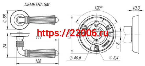 Ручка Fuaro (Фуаро) раздельная R.SM58.DEMETRA (DEMETRA SM) AB-7 матовая бронза фото 2 Ручка Fuaro (Фуаро) раздельная R.SM58.DEMETRA (DEMETRA SM) AB-7 матовая бронза фото 2