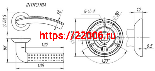 Ручка Fuaro (Фуаро) раздельная R.RM54.INTRO (INTRO RM) SN/CP-3 матовый никель/хром фото 4 Ручка Fuaro (Фуаро) раздельная R.RM54.INTRO (INTRO RM) SN/CP-3 матовый никель/хром фото 4