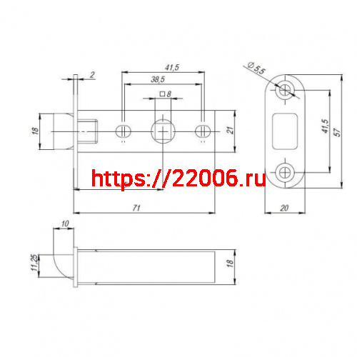 Защелка Punto (Пунто) PLASTPL45-R20 (PL45-R20) (врезная) SN мат. никель тех.упаковка без ответной планки фото 2