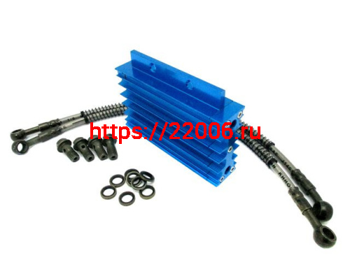 Радиатор масляный синий с монтажным комплектом и шланги CNC Радиатор масляный синий с монтажным комплектом и шланги CNC