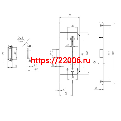 Защелка Fuaro (Фуаро) врезная MAGNM96WC-50 (M96WC-50) SG мат.золото фото 3