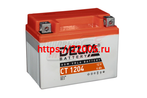 Аккумулятор 12В 4Ач DELTA CT1204 (YT4L-BS) (кислотный, герметичный) (обр.полярн) (113*69*87мм)