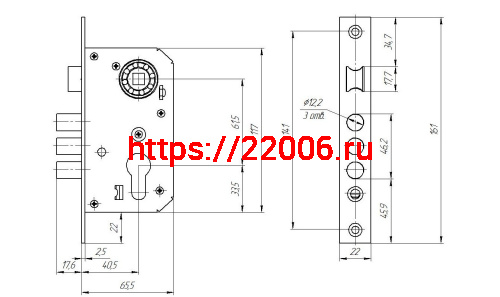 Замок Zenit (Зенит) врезной цилиндровый с защёлкой в комплекте с ручкой ЗВ7-60.1-02 (медь), 5 кл. фото 3 Замок Zenit (Зенит) врезной цилиндровый с защёлкой в комплекте с ручкой ЗВ7-60.1-02 (медь), 5 кл. фото 3