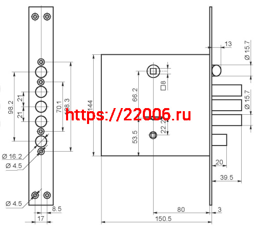 Замок Border (Бордер) врезной сувальдный с задвижкой и защёлкой ЗВ9-8 МКЗ/15, 5 кл. /77937/ фото 2 Замок Border (Бордер) врезной сувальдный с задвижкой и защёлкой ЗВ9-8 МКЗ/15, 5 кл. /77937/ фото 2