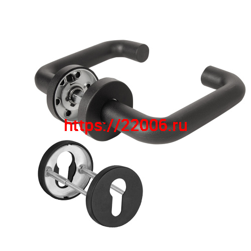 Комплект Fuaro (Фуаро) дверных ручек с накладками под цилиндр FR.DH57.0219 NE (DH-0219 NE) 9x140 мм, BL-24 черный Комплект Fuaro (Фуаро) дверных ручек с накладками под цилиндр FR.DH57.0219 NE (DH-0219 NE) 9x140 мм, BL-24 черный