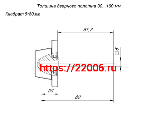 Квадрат Armadillo (Армадилло) для ручек Spindle 6х80 фото 3