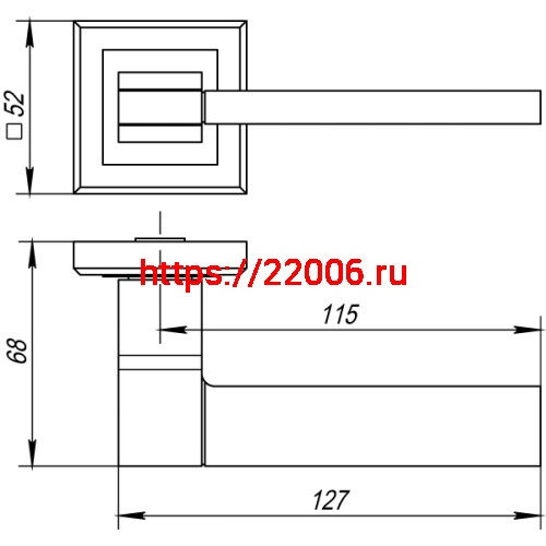 Ручка Punto (Пунто) раздельная K.QL52.TECH (TECH QL) GR/CP-23 графит/хром фото 2