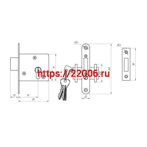 Замок Absolyute (Абсолют) врезной цилиндровый ЗВ1-1А, 4 кл. фото 2
