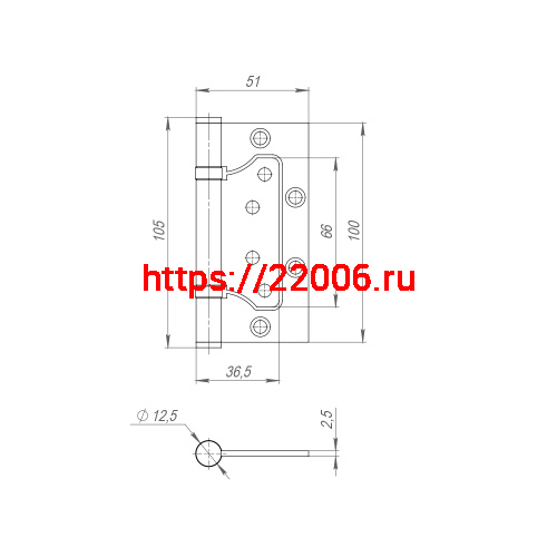 Петля Fuaro (Фуаро) из нержавейки универсальная без врезки IN4500W INOX 304 BL (500-2BB 100x2,5) черный фото 2 Петля Fuaro (Фуаро) из нержавейки универсальная без врезки IN4500W INOX 304 BL (500-2BB 100x2,5) черный фото 2