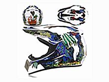 Мотошлем VIRTUE MD-905 Кросс белый с синим граффити (L)